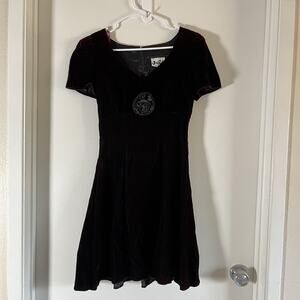 Jump Apparel Co. Burgundy Velvet Empire Waist Dress Rosette 5/6 Y2K Whimsy Goth
